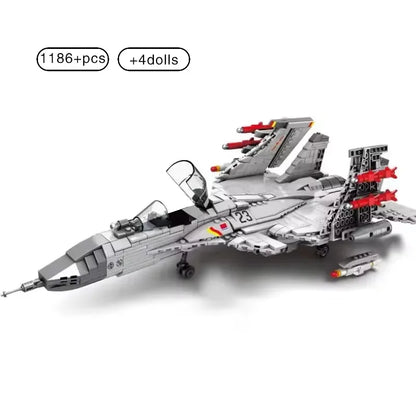 1,186-Piece Building Set: Chinese Navy J-15 "Flying Shark" Carrier-Based Fighter Model — Birthday Gift