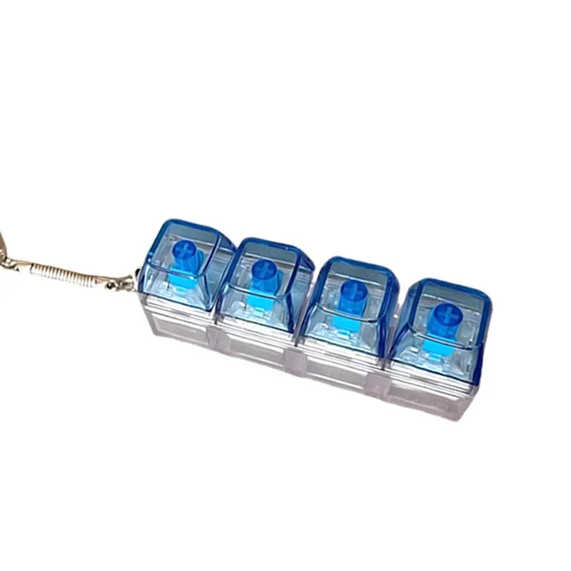 LED Keyboard Keychain Fidget Toys Crystal Clicker Sensory Toy for Stress Relief Keyboard Keychain Fidget Gadget for Adults Kids