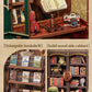 CUTEBEE DIY Book Nook Kit Miniature Dollhouse with Light Wooden Bookshelf Insert Retro Booknook Decor for Gifts Bookshop Series