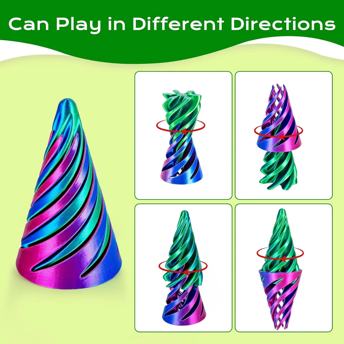 6 Pack Spiral Cone Fidget Toys 3D Printed Impossible Passthrough Pyramid Pillar Gourd Helix Screw Toys for Anxiety Relaxing