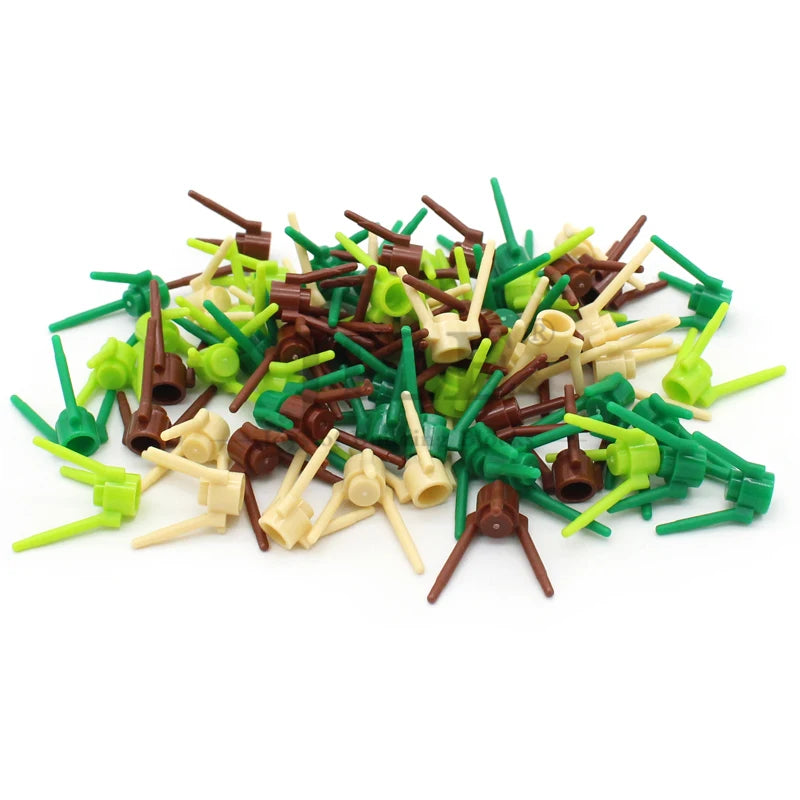 200pcs MOC 3741 Plant Flower Stem with Stud and 3 Stems Building Blocks DIY Bricks Compatible Branch Tree Forest Accessory Toys