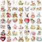 50Pcs Vintage Animals Clipart Stickers Cat Rabbit for Laptop Scrapbook Waterproof Cartoon Graffiti Decals Cute Sticker Toys