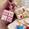 Fun Cartoon Squeeze Music New Unique Four-square Merit Key Button Keychain Couple Car Bag Key Chain & Pendant