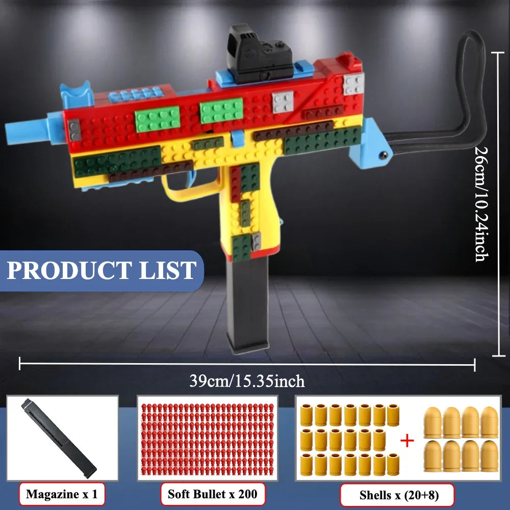 Continuous Firing Building Block Toy Gun Shell Throwing  Airsoft Blowback Empty Hanging Pistol Outdoor CS Weapon for Boys Adult