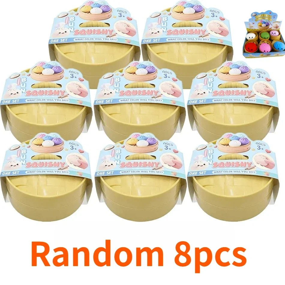 Colorful Dumpling Squishes Stress Balls Cha Siu Bao Slow Rebound Decompression Toys Feel Good Squishy Stress Relief Gifts 10cm
