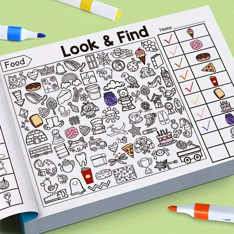 Children's Search for Items Game,Fun Coloring Book, Look & Find Shape Game Enhance Visual Perception, Focus and Attention