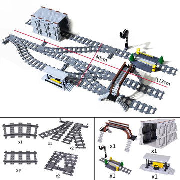 City Trains Flexible Tracks Forked Straight Curved Soft Rails Track Switch Building Block Bricks Kids DIY Technical Creative Toy
