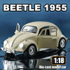 1:18 Scale Beetle 1955 Model Toy Cars Alloy Diecasting Doors Opened Sound Light Pull Back Miniature Vehicles for Children Gifts