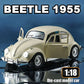 1:18 Scale Beetle 1955 Model Toy Cars Alloy Diecasting Doors Opened Sound Light Pull Back Miniature Vehicles for Children Gifts