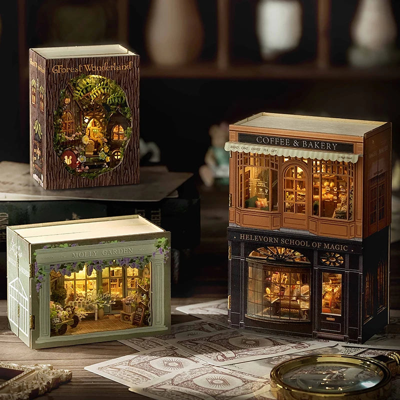 3D Wooden Puzzle Miniature Doll House Assembly Building Model Room Bedroom Decoration With Furniture Lighting Dollhouse Gifts