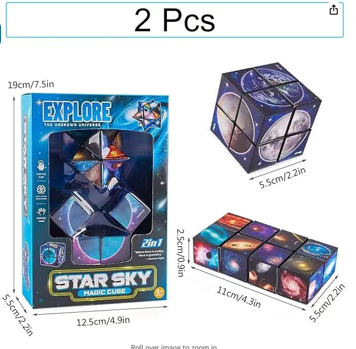 Multifunctional 1-in-1 2-in-1 3D Starry Sky Magic Cube Puzzle Toy Stress Relief Educational Toy for Boys Girls