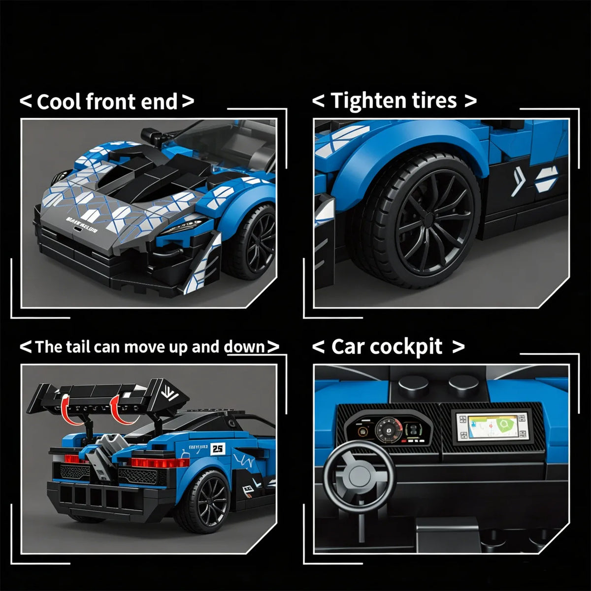 GTR MOC City Series Supercar EVO Building Blocks P1 Race Car Model  Toy Small-Scale Car Model Luxury Car Blue Storm