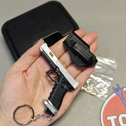 2025 New 1/3 Scale G34 Keychain Set Mini Realistic Tactical Gun Keychain With Case Black Holsters And Bullets Collectible Gift