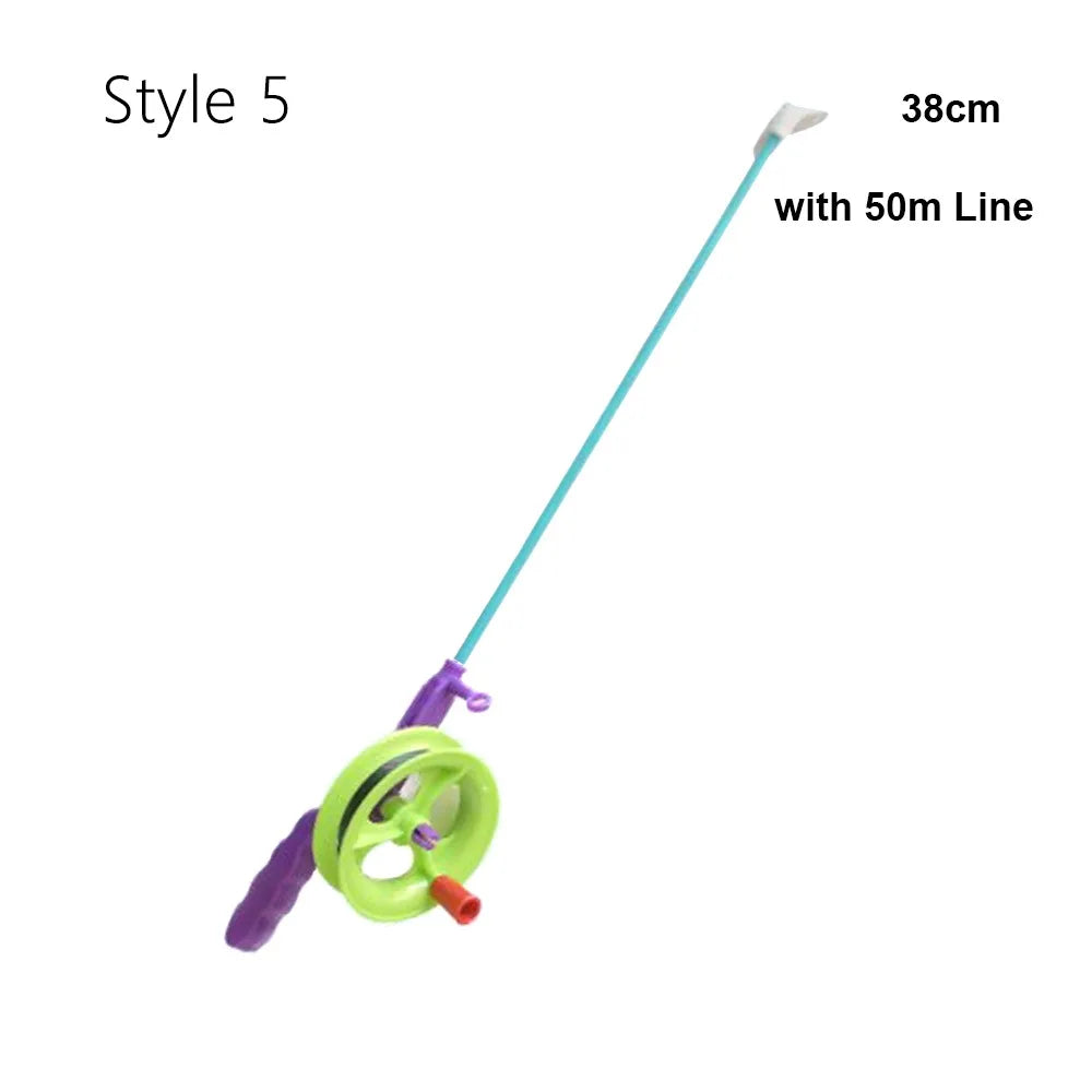38cm/58cm/80cm Children Fishing Kites Rods Stretchable Diverse Styles Mini Kites Rods Cartoon with 50meters Line Fishing Rods