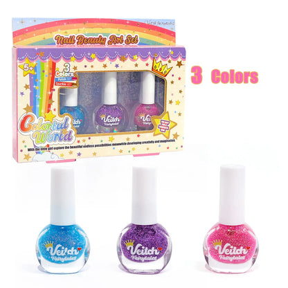 Nail Polish Set Non Toxic Kids Nail Polish Kit Water-Based Quick-Dry Peel-Off DIY Nail Art Kit Gifts for Halloween Christmas