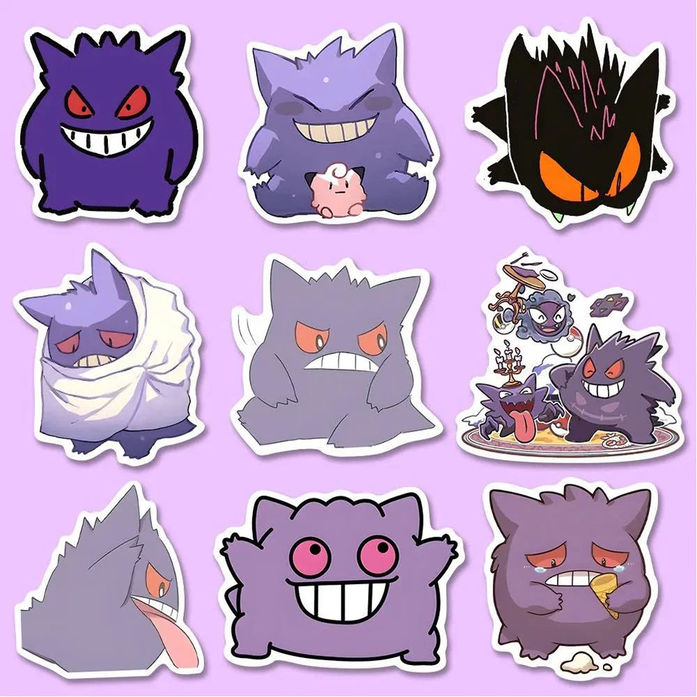 10/20/40/80pcs Funny Gengar Anime Stickers Pokemon Cartoon Decals DIY Luggage Laptop Waterproof Kid Graffiti Cute Sticker Toys
