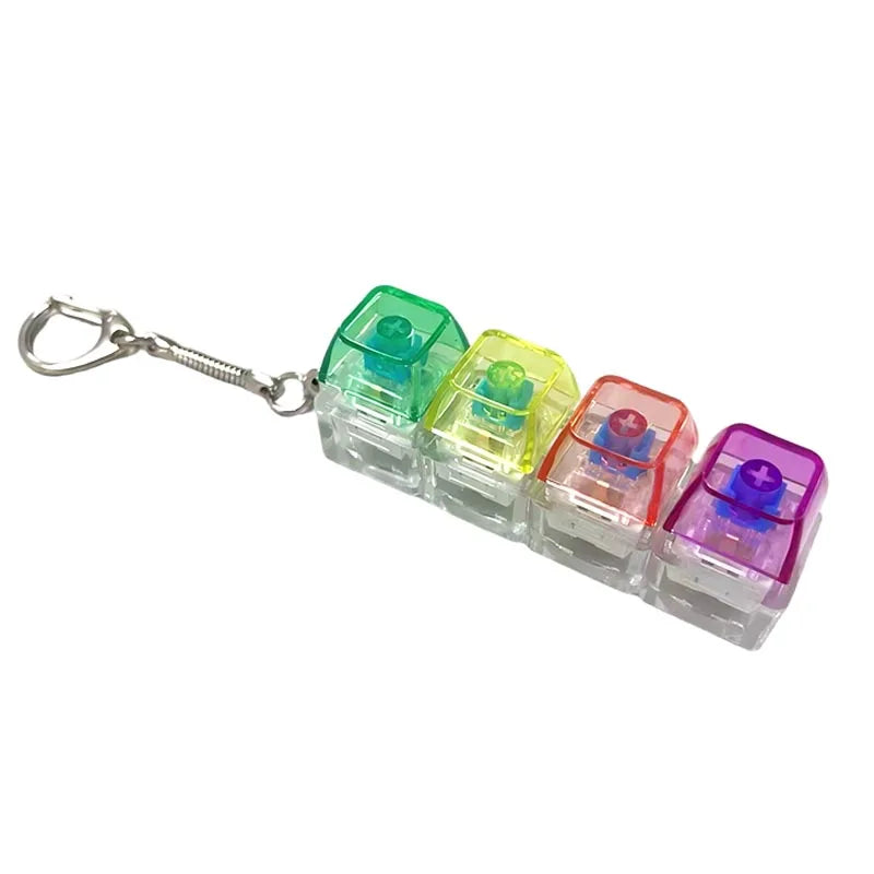 LED Keyboard Keychain Fidget Toys Crystal Clicker Sensory Toy for Stress Relief Keyboard Keychain Fidget Gadget for Adults Kids