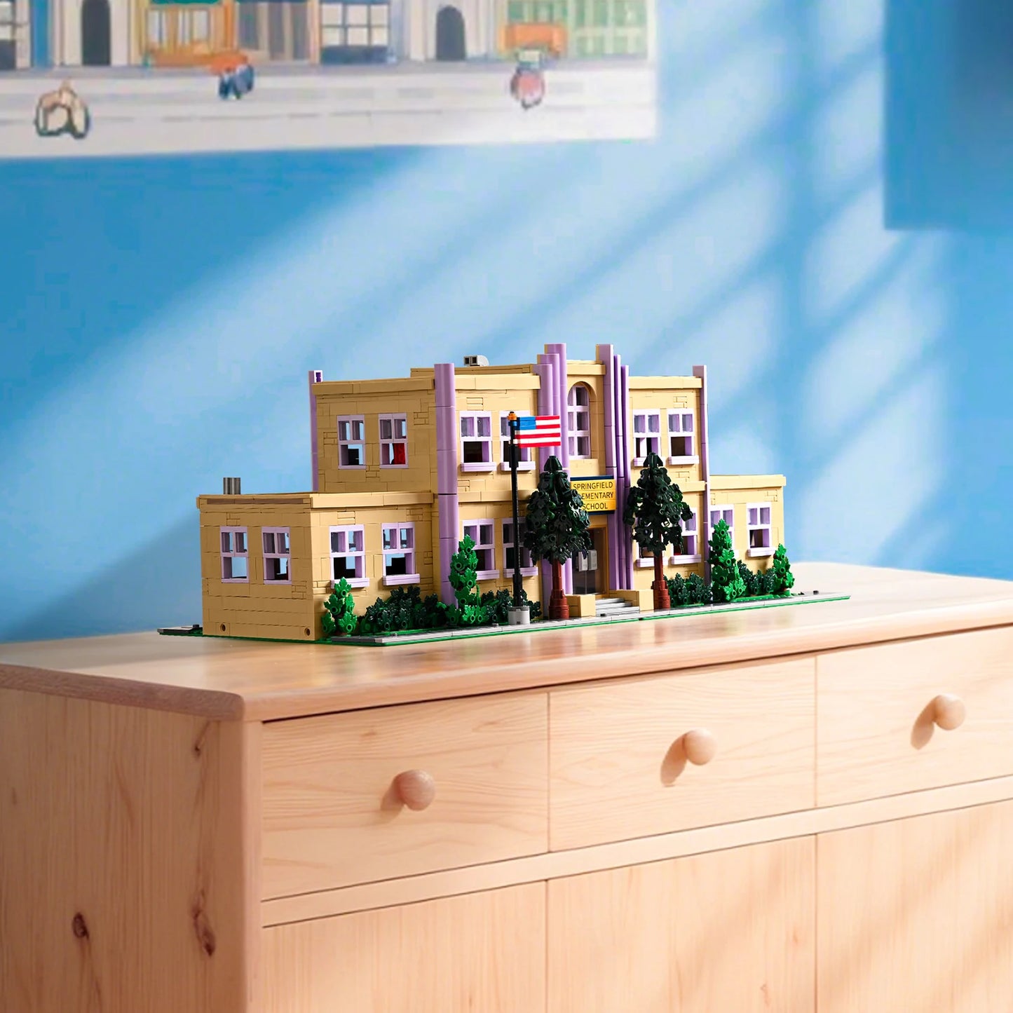 Barweer Springfield Elementary School Building Blocks Set 3500PCS Classic Anime Schoolhouse Construction Bricks Model Kit DIY Assembly Toys for Adults Ideal Birthday Holiday Gift Home Office Decoration Ornament Collection Dis