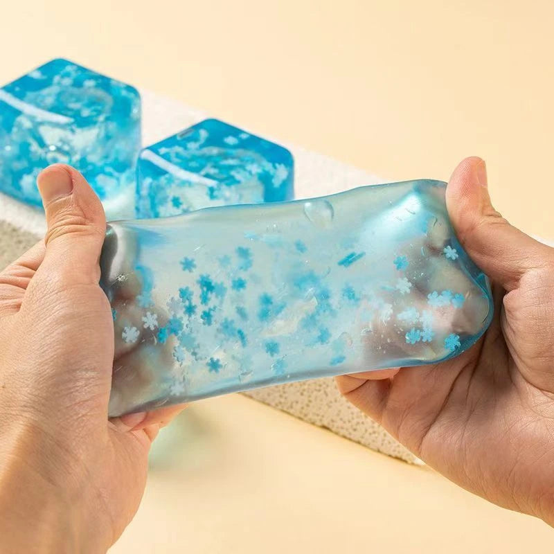 Squishy Snowflake Ice Cubes Slow Rising Sensory Fidget Toy Soft Ice Cubes Stress Relief Squeeze Toy Hand Exercise Calming Tool