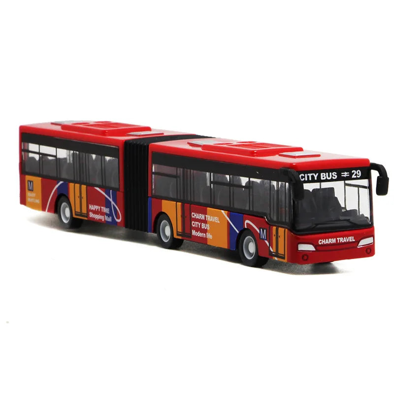 Double Section City Bus Toy Simulation Pull Back Vehicle Model  Play Car Multiple Color Options For  Collection