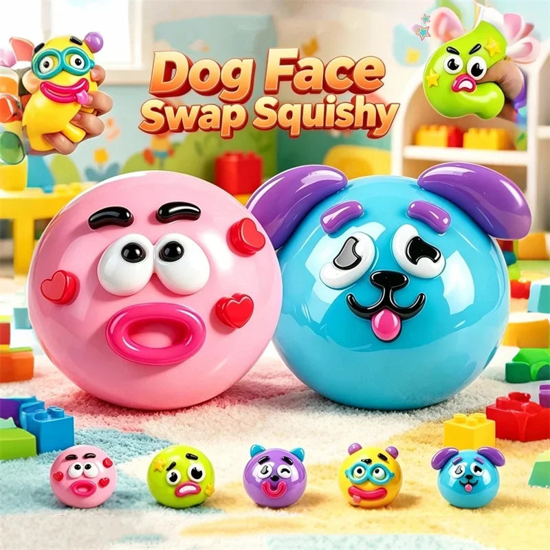 New Smushers Squishy Pinch Pressure Ball DIY Emoticons Dog Face Slow Rebound Squeeze Squishy Soft Decompression Adult Fun Gifts