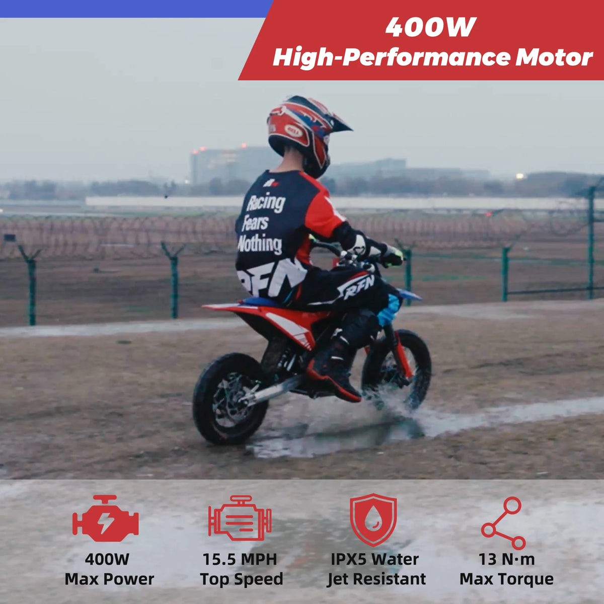 RFN Warrior Kids Electric Dirt Bike | Kids Electric Off-Road Motorcycle | Speed Ride | Multi-Speed, Outdoor Ride for Age 3-8