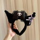 Kawaii Hello Kitty Plush Hairband My Melody Kuromi Pink Black Bow Plush Headband Cosplay Halloween Costume Hair Accessory Gift