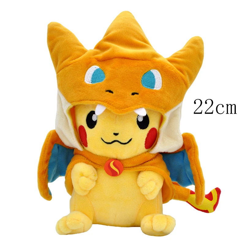 Cos Eevee Pikachu Cosplay Plush Toy Charizard Peluche Snorlax Garchomp Tyranitar Hydreigon Stuffed Animal Doll Plushies Toy Gift