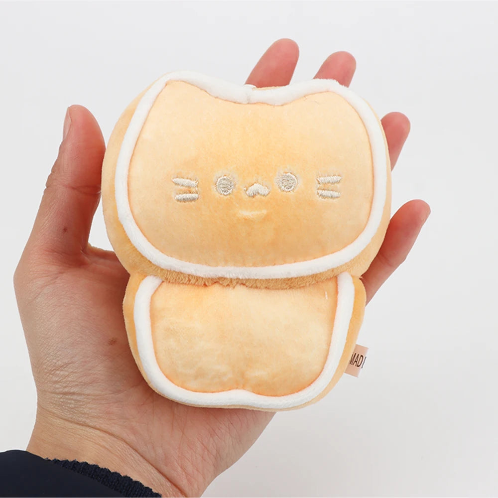 10cm Kawaii Lifelike Butter Biscuit Cat Plush Toy Keyring for Girls Bag Ornament Cute Pendant Dolls Toys for Kids Birthday Gift