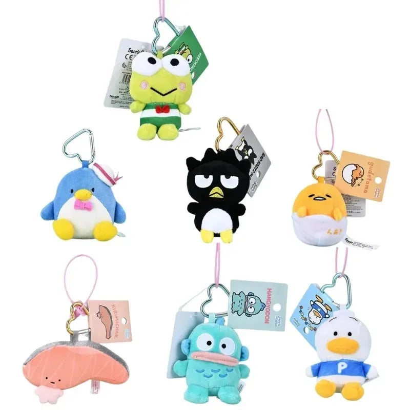 Kawaii Sanrios Gudetama Sam Gudetama Ahiru no Pekkle Plush Doll Keychain Hangyodon keyring My Melody Stuffed Backpack Pendant