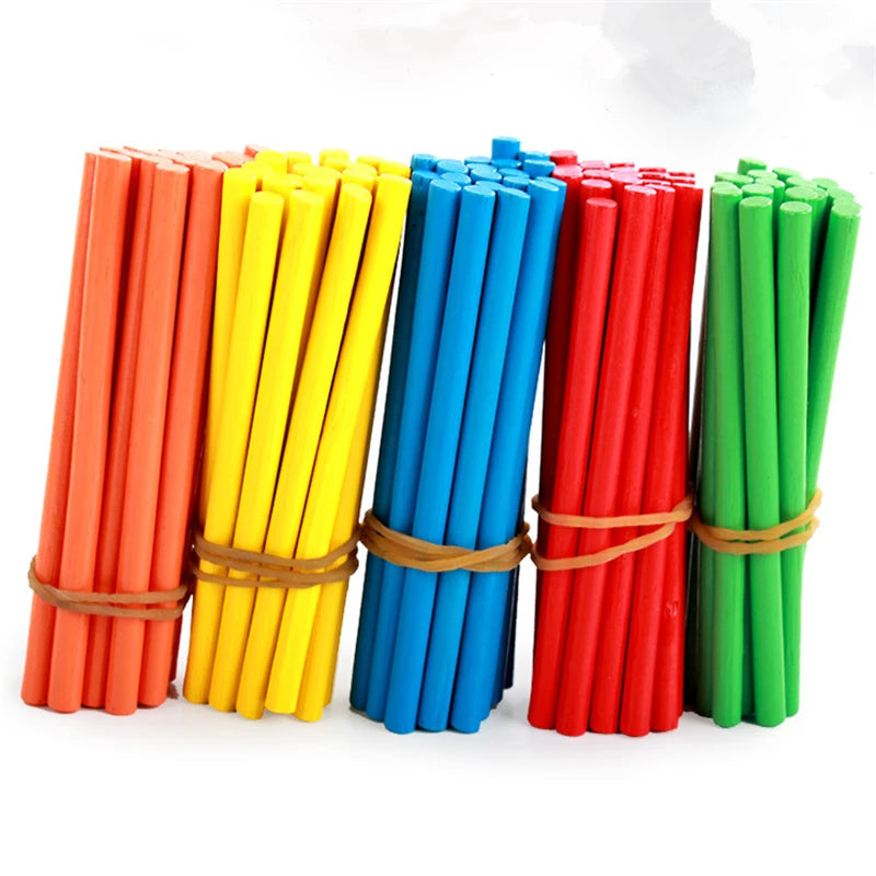 100pcs Colorful Bamboo Counting Sticks Mathematics Teaching Aids Counting Rod Math Learning Toy Gift