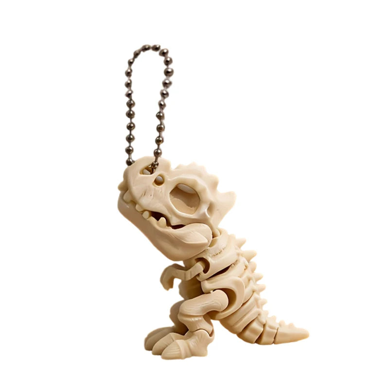 3D Printed Rotatable Joints Tyrannosaurus Rex Skeleton Action Model Decor & Fidget Toy Dinosaur Keychain Gift for Kids’ Birthday