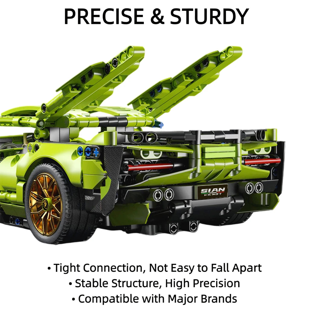1:14 RC Technic MOC Sports Car Blocks,1280PCS Bricks with Built-in Motor,DIY Assemble Remote Racing Car Model
