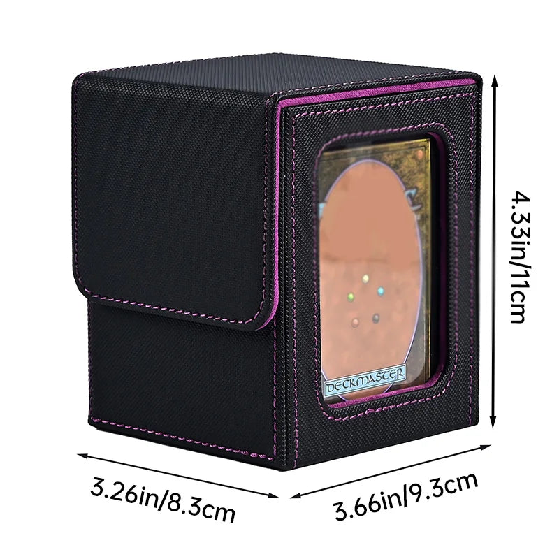 Card Deck Box with Display Window, Hold 120 + Single Sleeved Cards, Magnetic Closure, Suitable for CCG Cards, Magic Game Cards