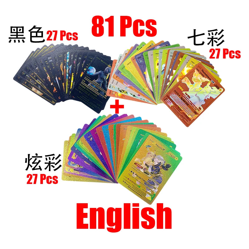 81-15Pcs Pokemon Cards Gold Silver Vmax GX Card Collection Battle Trainer Card Spanish English French Child Toys Christmas Gifts