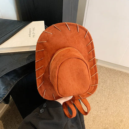 Cartoon Hat Shape Backpack Women Creative Cute Novelty Crossbody Bag for Outdoor Travel Retro Style Student Casual Daypack Gift