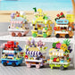 NEW DIY Coffee Car Buns Food Truck Ice Cream Store Flower Street View Building Blocks Kit Bricks Model Toy