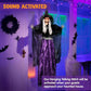 47'' Tall Animated Witch Halloween Decorations Outdoor Indoor Scary Halloween Animatronics Decor, Hanging Ghost Talking Sound Activated Led Lights Eyes Haunted House Yard Garden Lawn