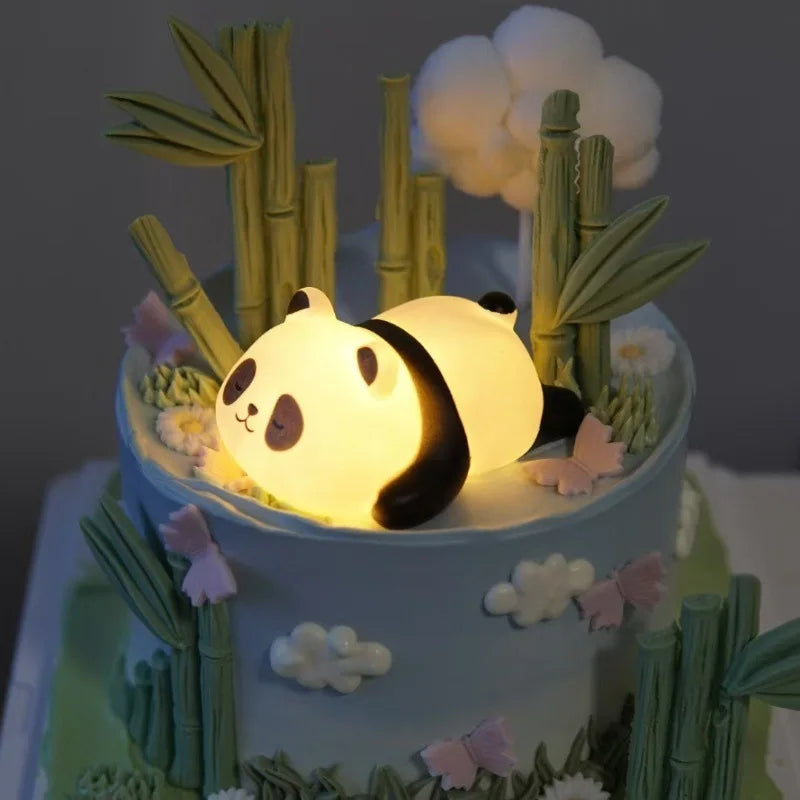 Panda Tap Night Light Soft Ambient Bedroom Lamp Sitting Prone Ornament Eye Friendly Sleep Aid Kawaii Decoration Holiday Gift
