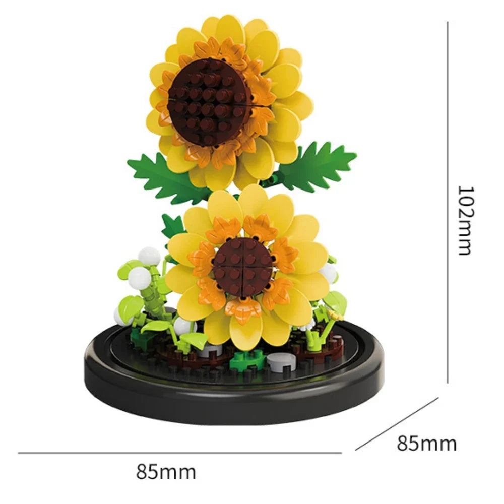 Eternal Flower Bouquet Bonsai Potted Plant Micro Building Blocks Model Home Decoration Toy For Kid Birthday Gift