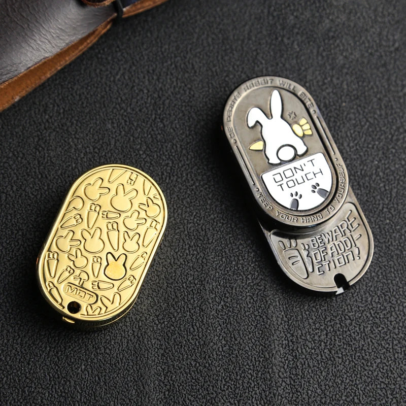 Metal EDC Fidget Slider with Cartoon Rabbit Pattern, Adult Portable Stress Relief Toy for ADHD and Anti-Anxiety, Gifts For Men