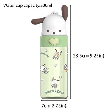 500ml Kawaii Sanrio Dolls Transparent Cup Cartoon Hello Kitty Kuromi Cinnamoroll Melody Plastic Water Bottle Gifts