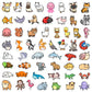 100PCS Cute Cartoon Animals Mix Graffiti Stickers DIY Phone Guitar Laptop Notebook Suitcase Cup Waterproof Sticker Kids Toy