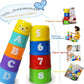 Baby Montessori Cup Stacking Toys Beach Pool Bathtub Educational Toys for Toddler Infant 0-12 Month Xmas Gift