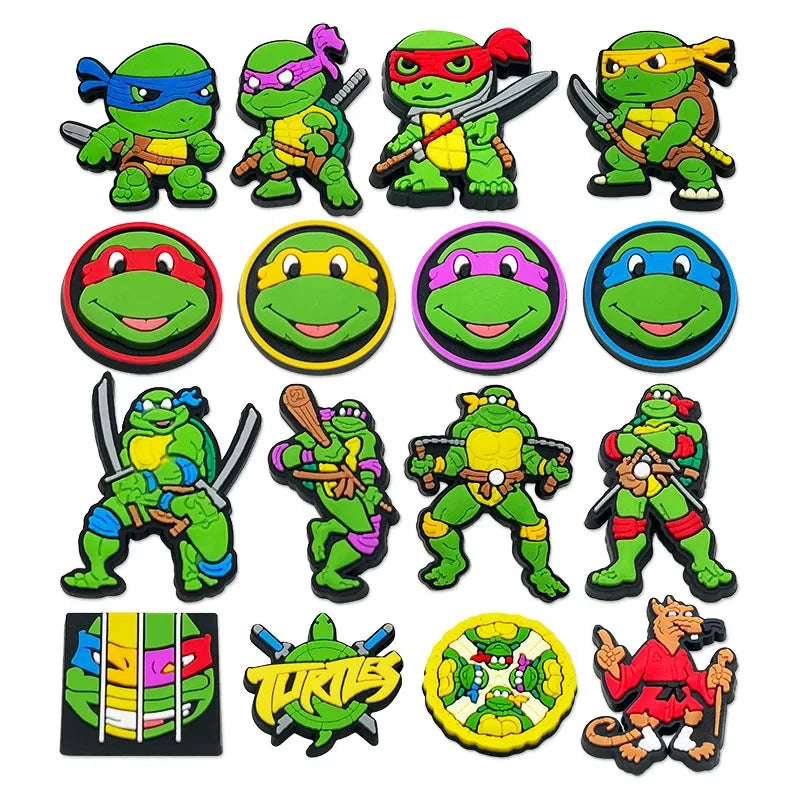 16pcs Ninja Turtle anime Cartoon Shoe Charms Shoe Buckle Decoration Children's Favorite Gifts Holiday Gifts Sandals Accessories
