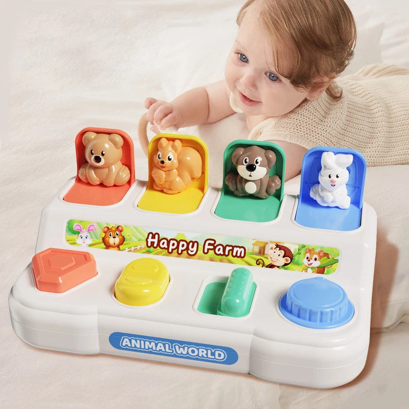Montessori Baby Pop Up Animals Toy Interactive Sensory Toys for Toddlers Developmental Educational Toy for Boys Girls 6-12 Month