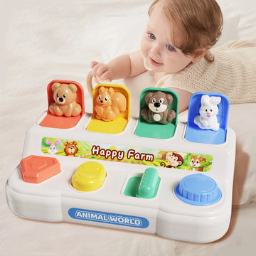 Montessori Baby Pop Up Animals Toy Interactive Sensory Toys for Toddlers Developmental Educational Toy for Boys Girls 6-12 Month