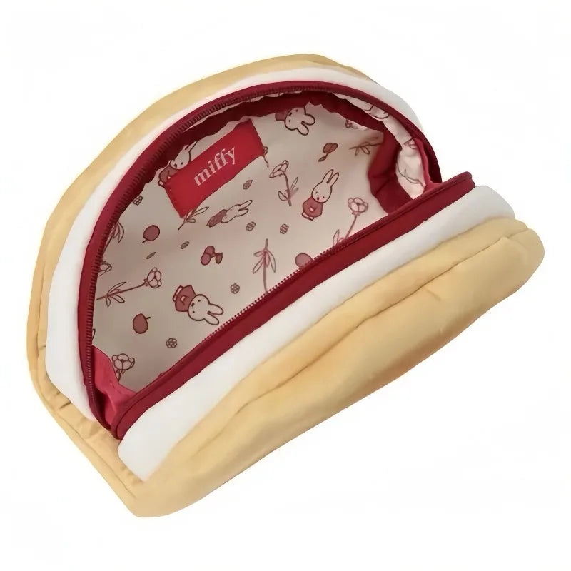 New Miffy Cartoon Multifunctional Design Simple Cosmetic Bag Cute Bread Design Stationery Bag Creative Stationery Storage Bag