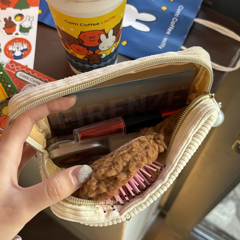 Anime Miffy Corduroy Cosmetic Bag Ins Portable Large-capacity Capacity Handbag Stationery Storage Bag Gift Toys for Girl
