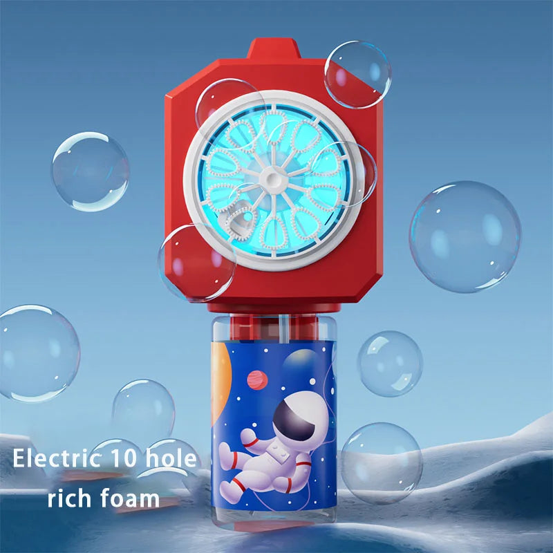 10 hole Automatic Gatling Electric Toy Blowing Bubble for Children's Toys Kindergarten Gifts without Battery or Bubble Water